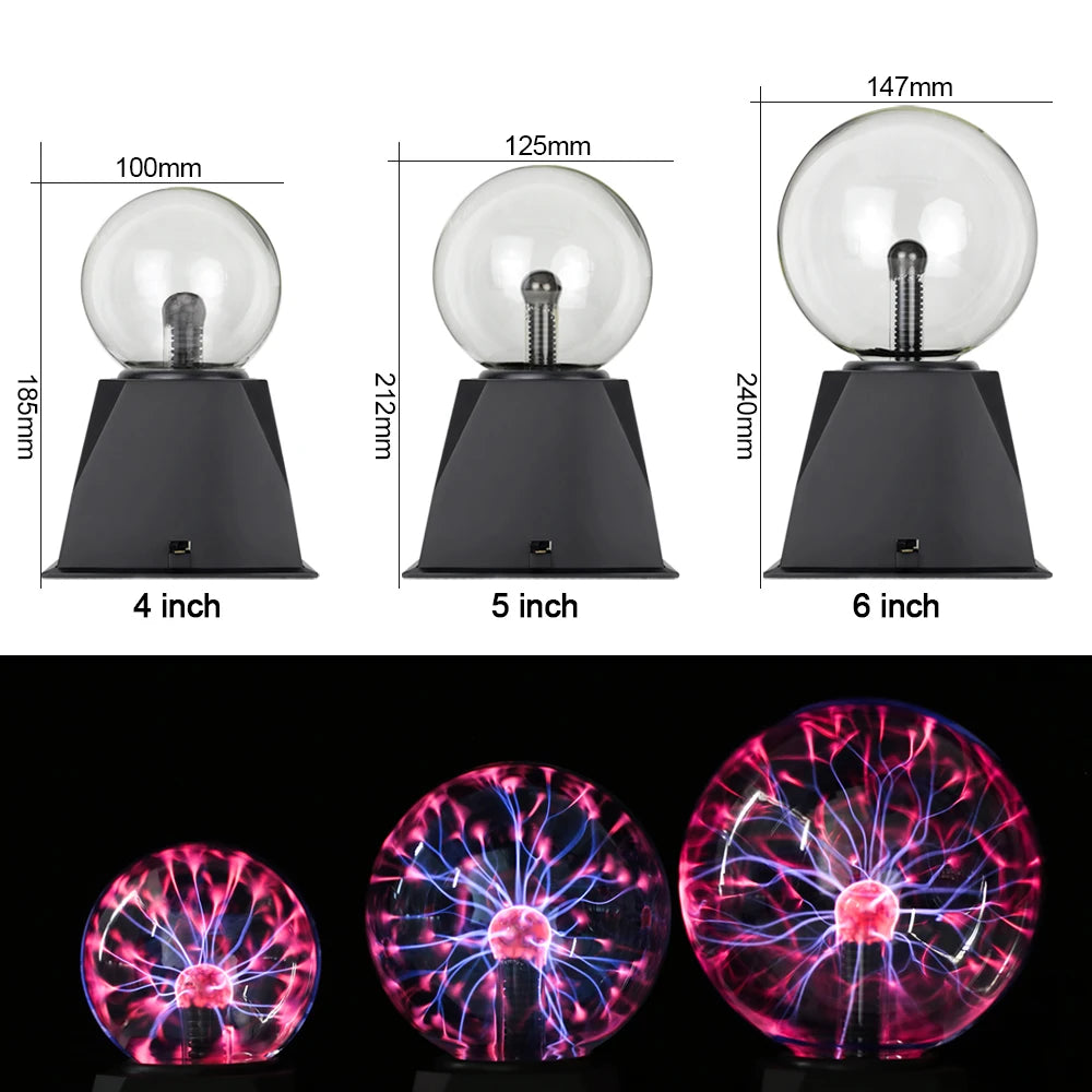 Glass Plasma Ball Lamp LED Electric Touch Light