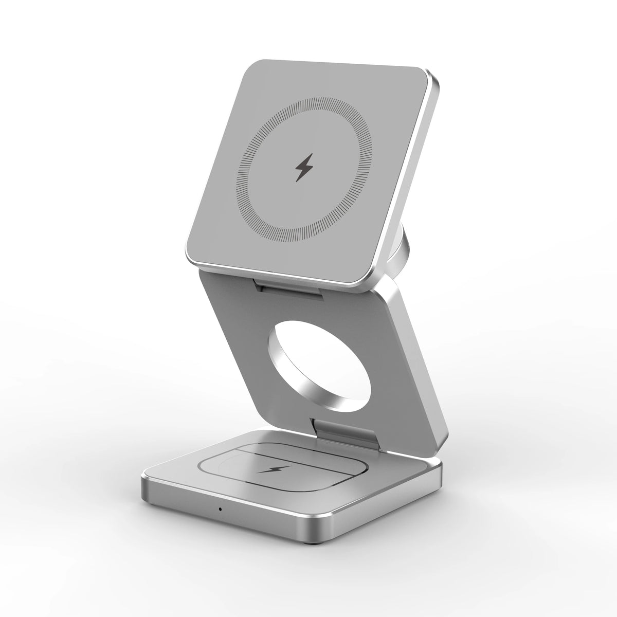 Qi1-Silver Color 3-in-1 Magnetic Wireless Charging Station for Apple