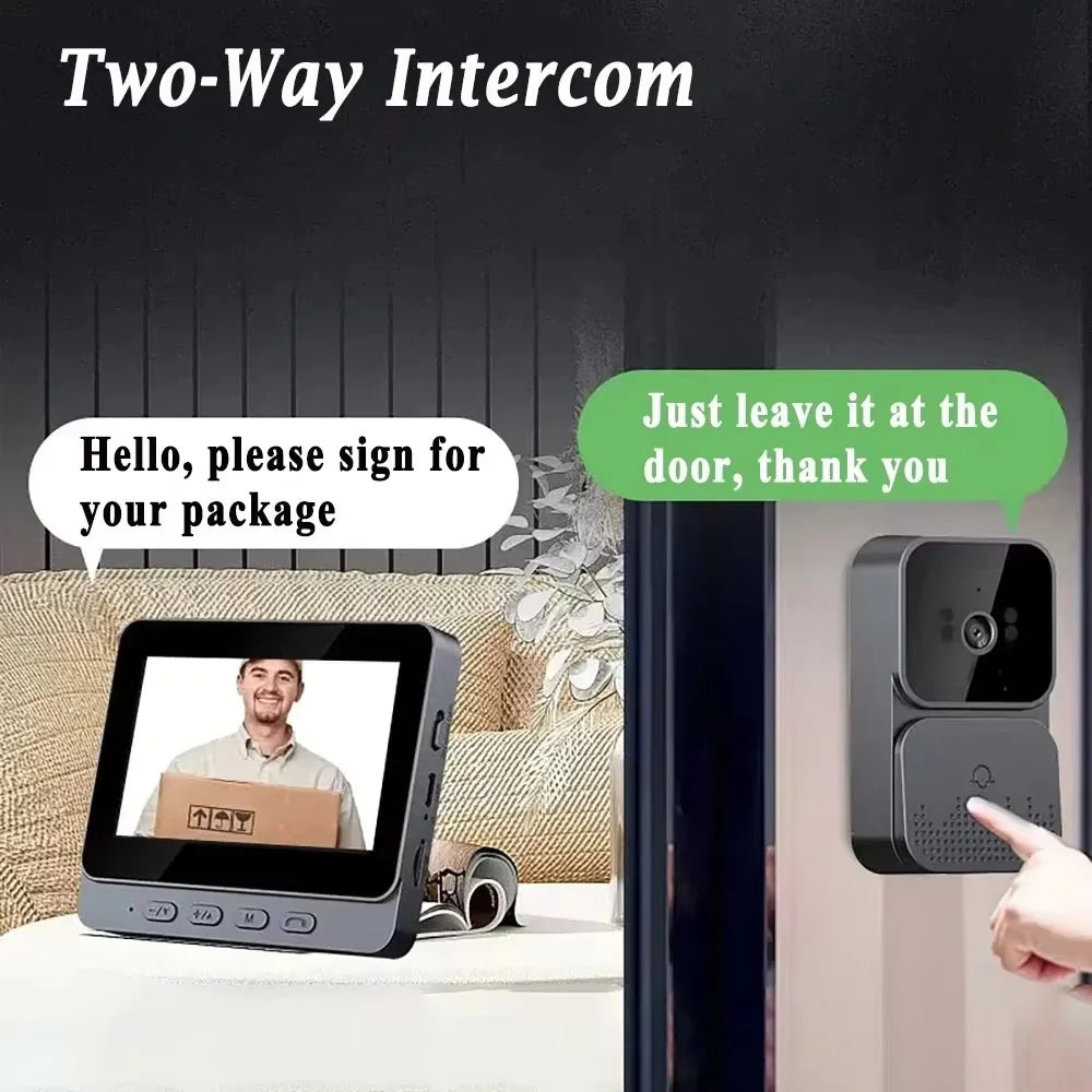 Wireless Video Doorbell Camera With 4.3" HD Screen