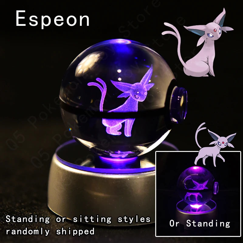 20 Espeon Emitting Color 3D Crystal Pokeball LED Night Light – Gift Statue
