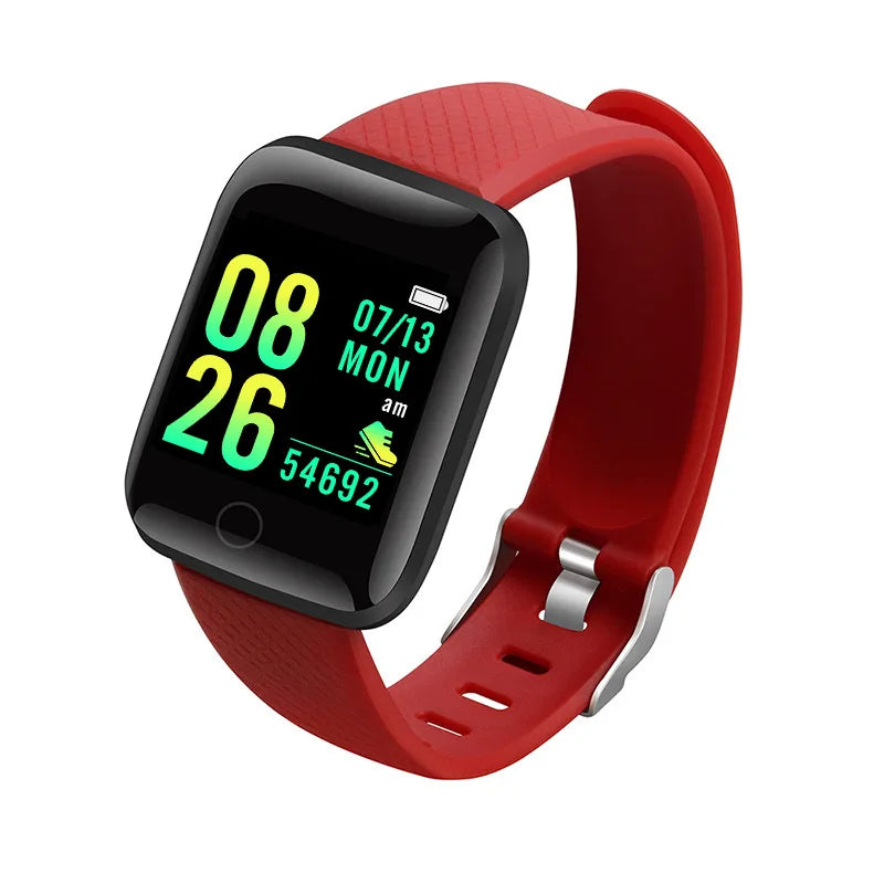 116Plus Red Color Unisex Fitness Smart Watch – Heart Rate & Message Alerts