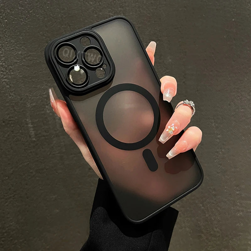 Matte Magnetic Armor Case For iPhone – Shockproof Cover