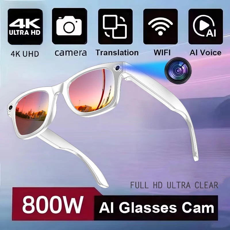 Red coating Color AI Smart Camera Glasses – Photo, Video & Call Control