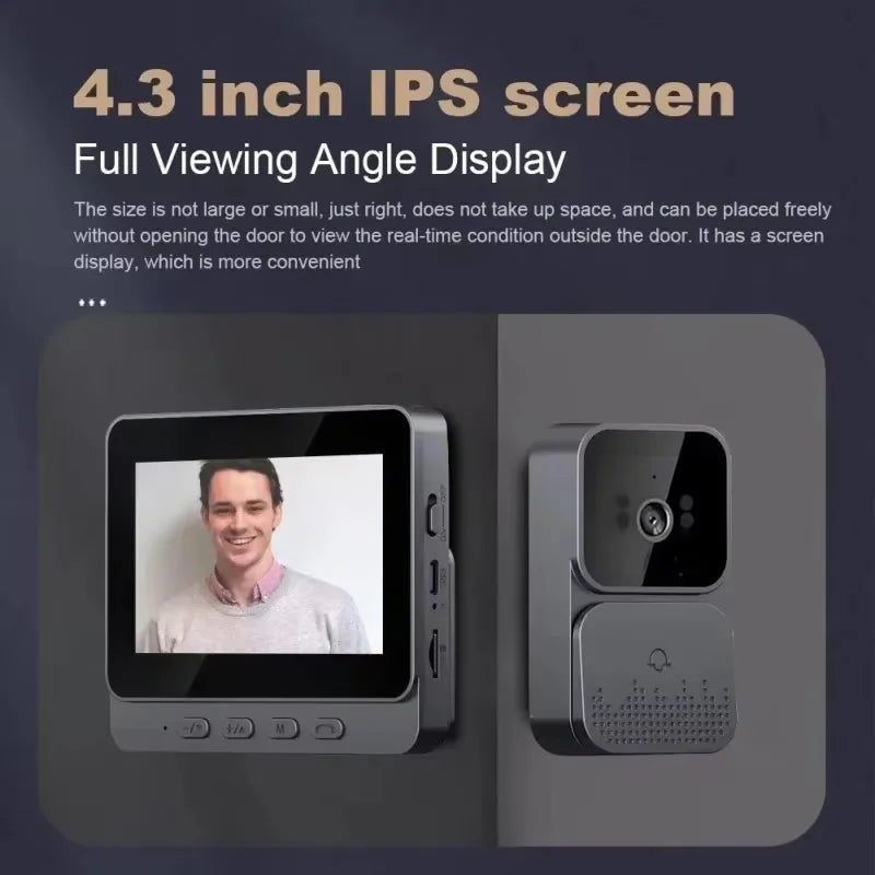 Wireless Video Doorbell Camera With 4.3" HD Screen