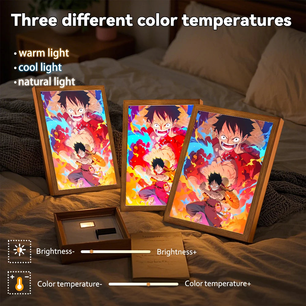 Anime LED Night Light Photo Frame – One Piece Design