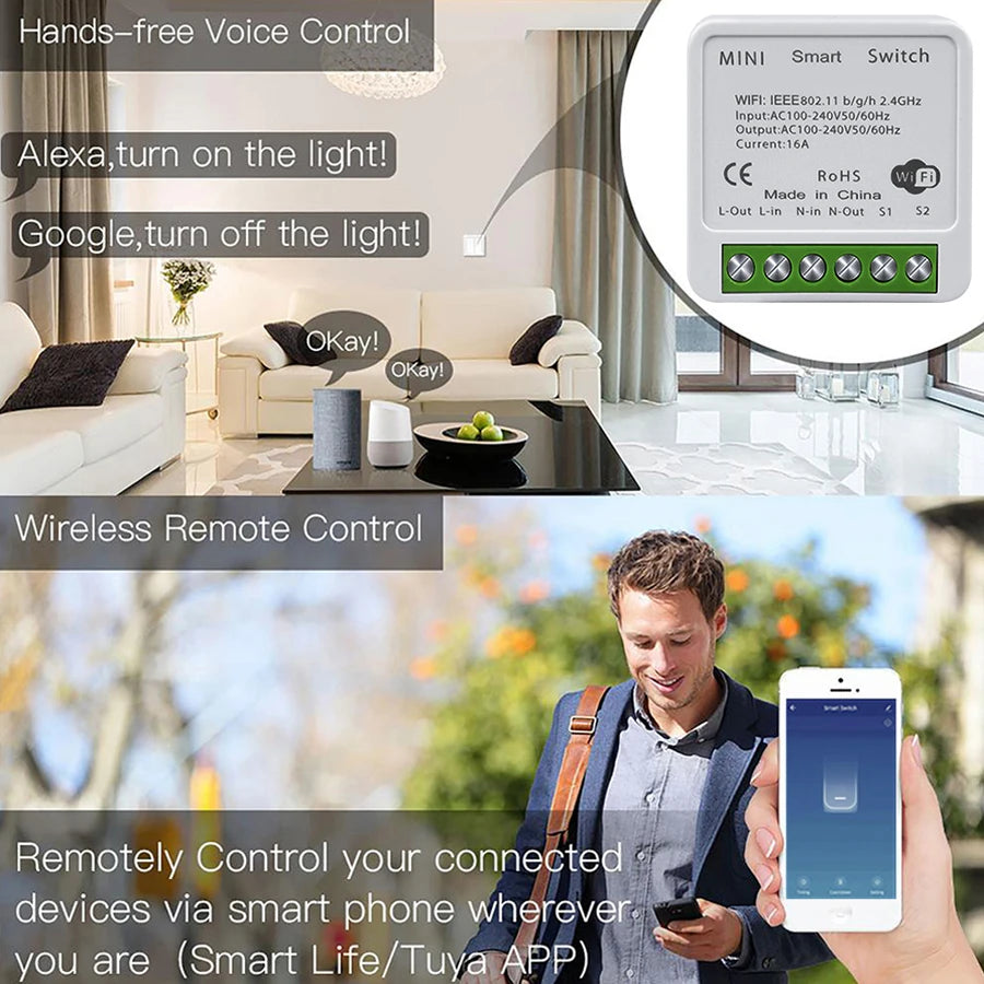 WiFi Smart Switch Module 16A 20A With Energy Monitoring