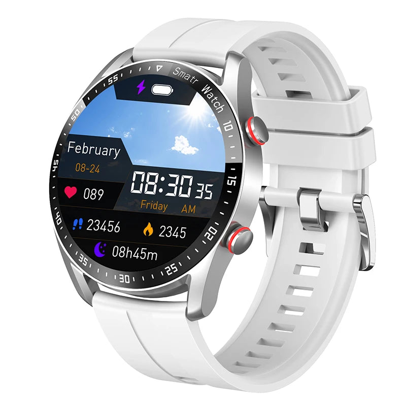 White Color Men’s Bluetooth Calling Smartwatch With Heart Rate