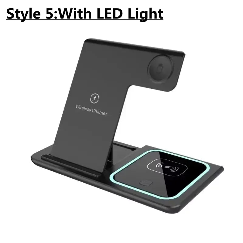 Style 5 with light Color 3-in-1 Foldable Wireless Charging Station for Apple