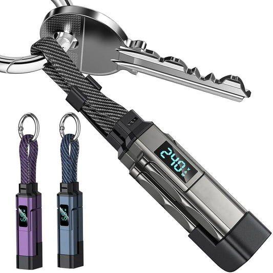 65W 4-in-1 Keychain Charging Cable With Power Display