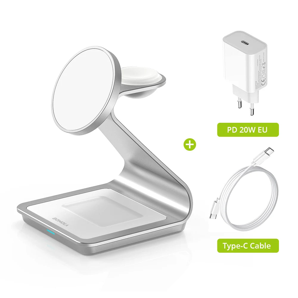 White add20W EU Plug Color 3-in-1 Magnetic Wireless Charging Dock for Apple Devices