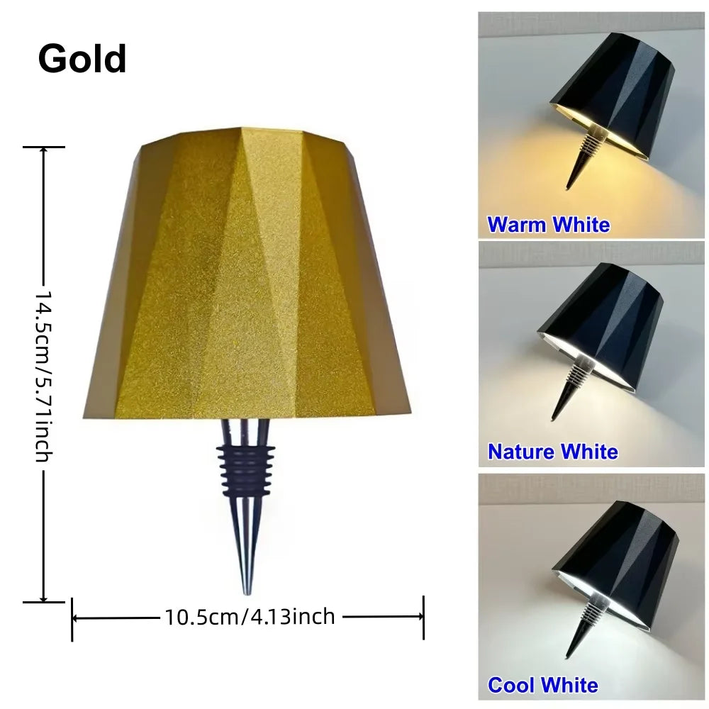 04 Gold Color Rechargeable LED Bottle Table Lamp Touch Dimmable