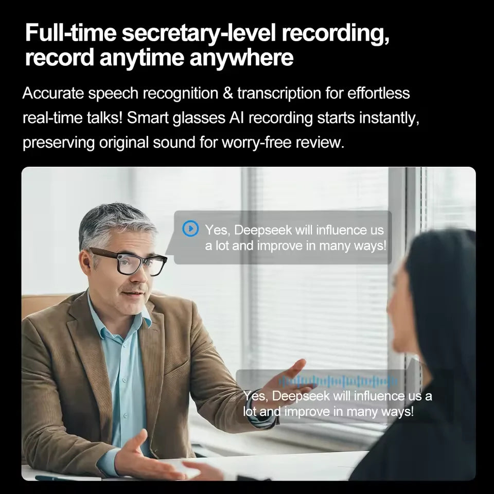 AI Smart Camera Glasses – Photo, Video & Call Control