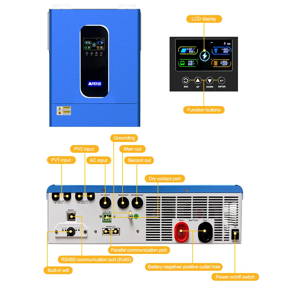 11KW 48V Hybrid Solar Inverter With Dual MPPT Controller