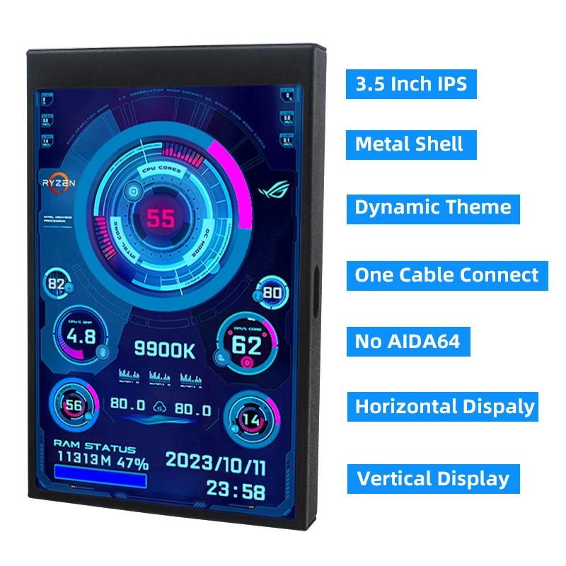 3.5" USB Type-C PC Performance Monitor Screen IPS