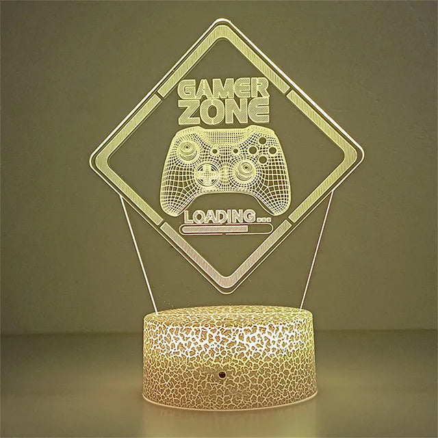 Navy Blue Emitting Color 3D Gaming Night Light Lamp – Multicolor LED Game Decor