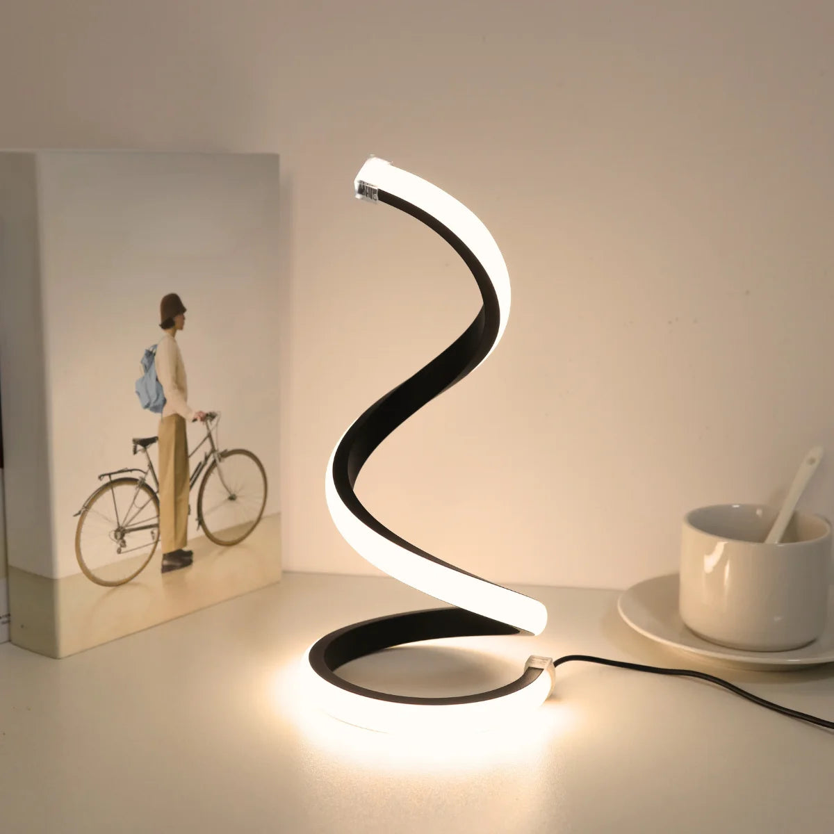 LED Spiral Desk Lamp With 3-Color Dimming USB Power