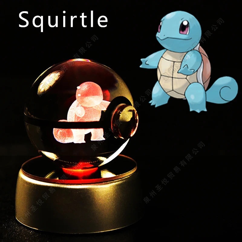 09 Squirtle Emitting Color 3D Crystal Pokeball LED Night Light – Gift Statue