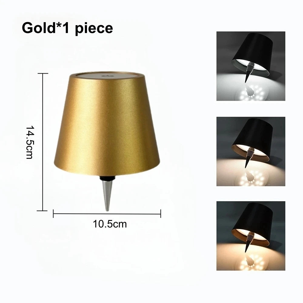 1pc Gold Color Rechargeable LED Bottle Table Lamp Touch Dimmable