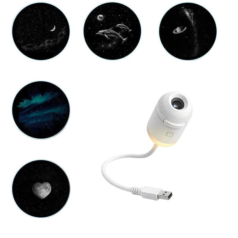 5 Slides A Emitting Color Mini Galaxy Star Projector Night Light – 2-in-1 Design