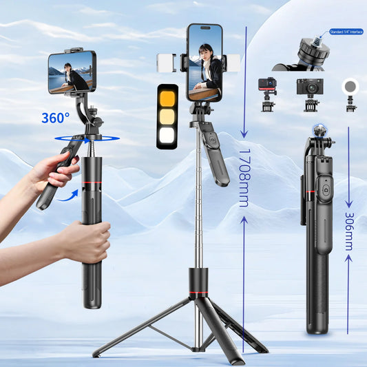 Bluetooth Selfie Stick Tripod with 1708 mm Extendable Pole